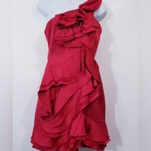 BCBGMaxAzria Jonesy Ruby Red Ruffle Mini Dress Women size 6
Cocktail Party Dress